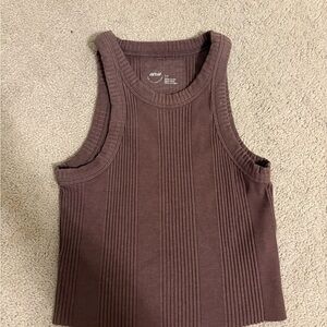 Aerie Brown Ribbed Sleeveless Tank Top